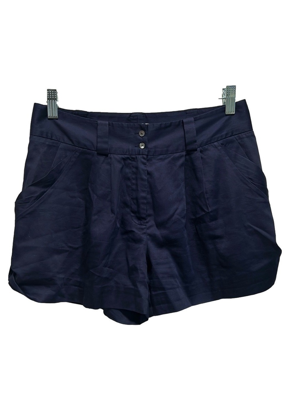 Diane Von Furstenberg 100% Cotton High-Waisted Navy Blue Nassir Shorts Size 2